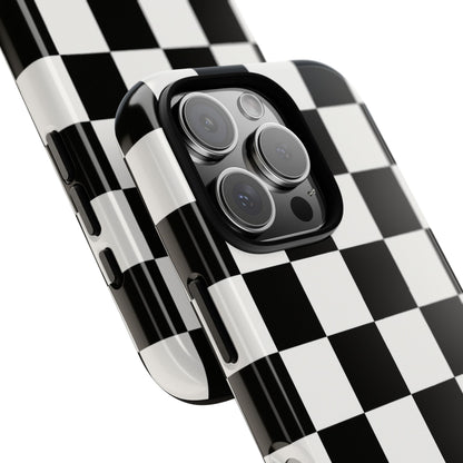 Black & White Checkerboard Phone Case – Classic Aesthetic Tough Protective Case for Iphone, Samsung Galaxy and Pixel