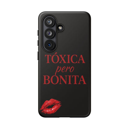 Toxica Pero Bonita Phone Case, Latina Quote Case, Red Lips Aesthetic, Spanish Saying Case, Trendy Tough Cover