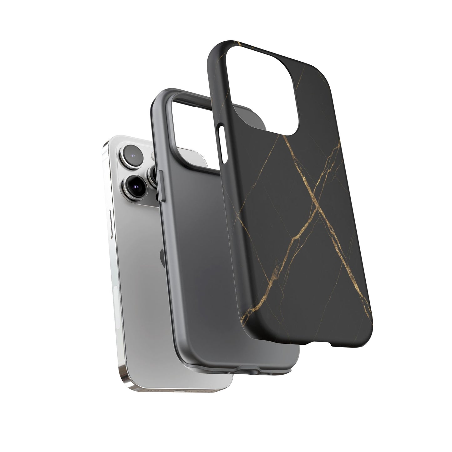 Black Marble Phone Case with Gold Veins | Minimal Luxury Tough Case