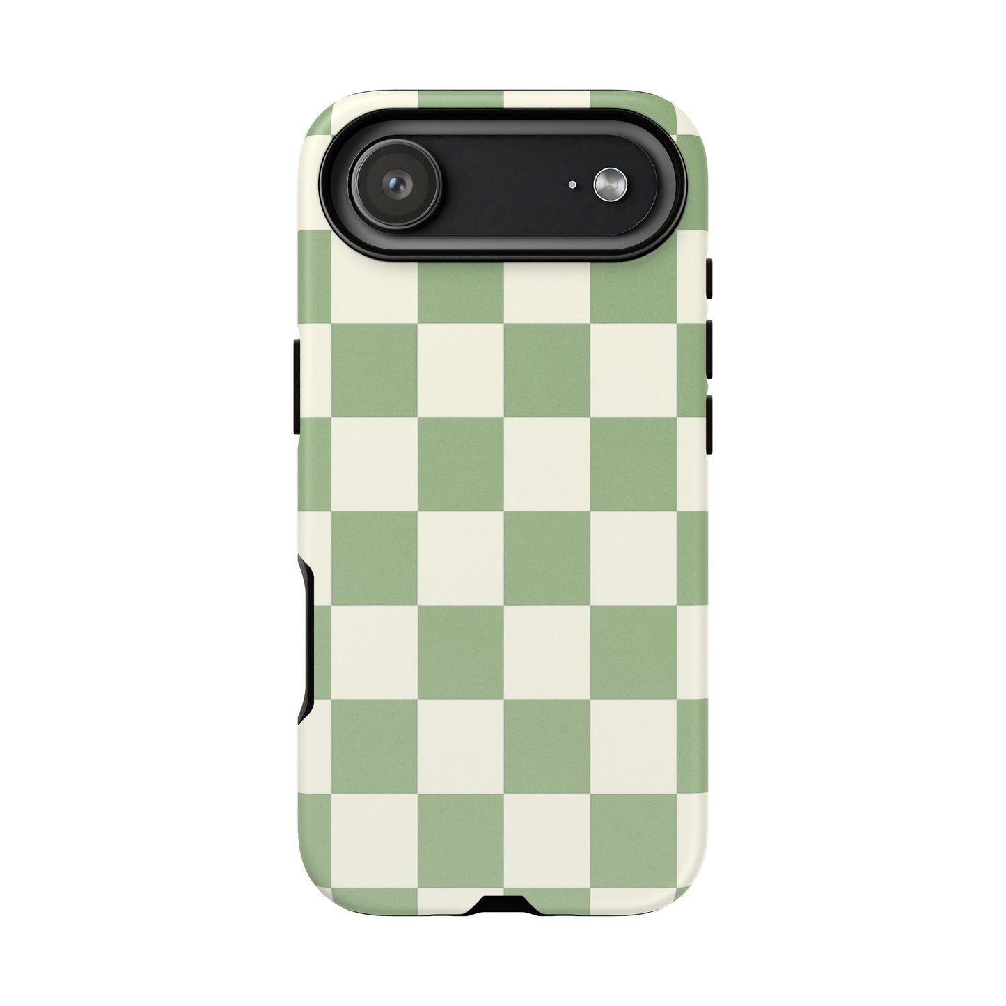 Sage Green Checkerboard Phone Case | Minimal Aesthetic Tough Case