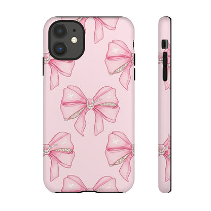 Pink Bow Pattern Phone Case | Coquette Aesthetic Tough Protective Case