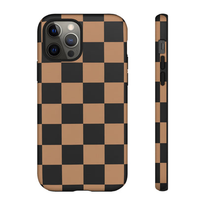 Brown Checkerboard Phone Case | Aesthetic Tough Protective Case