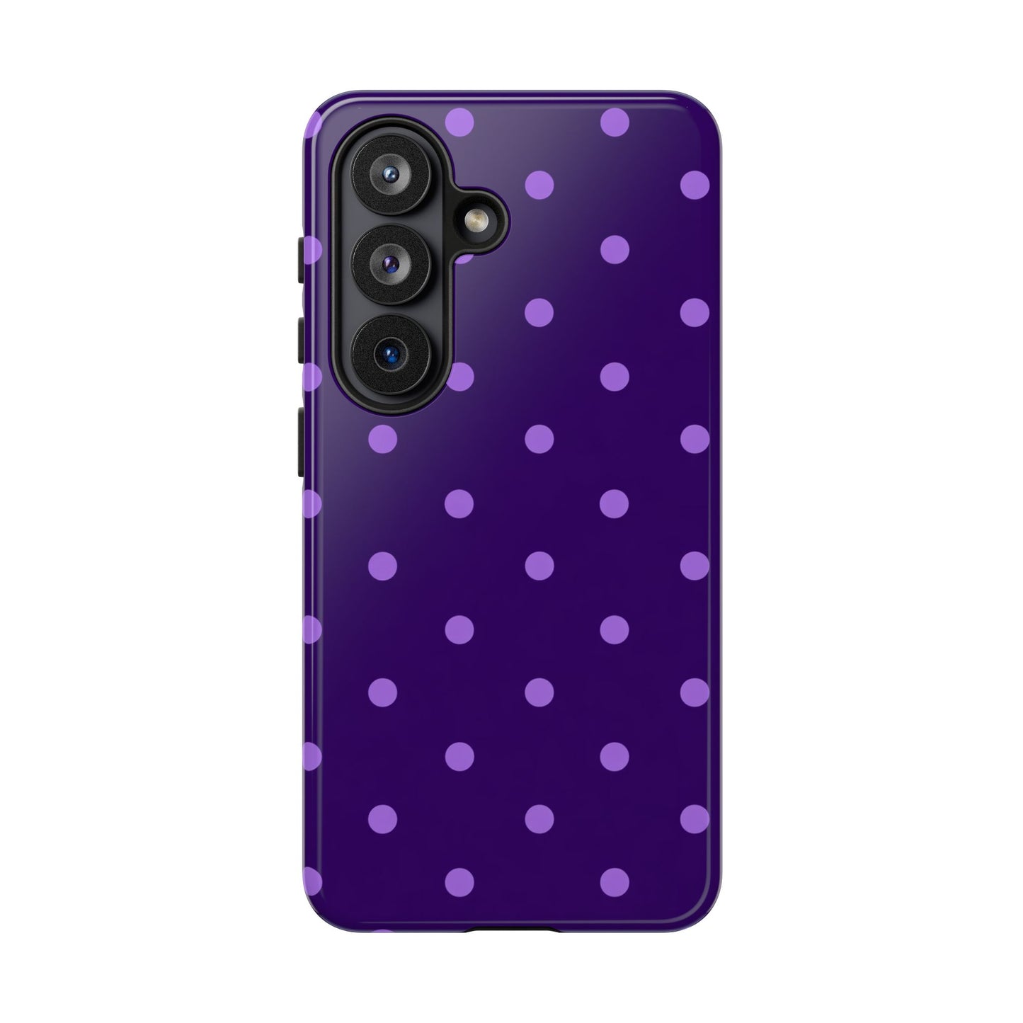 Purple Polka Dot Tough Phone Case – Cute Stylish Durable Protective Cover for Iphone, Samsung Galaxy and Pixel