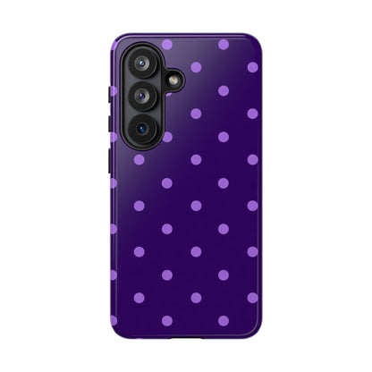Purple Polka Dot Tough Phone Case – Cute Stylish Durable Protective Cover for Iphone, Samsung Galaxy and Pixel