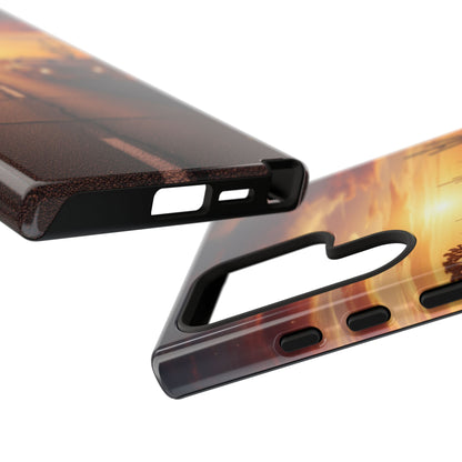 Route 66 Sunset Desert Highway Phone Case – Road Trip Travel Aesthetic Tough Case