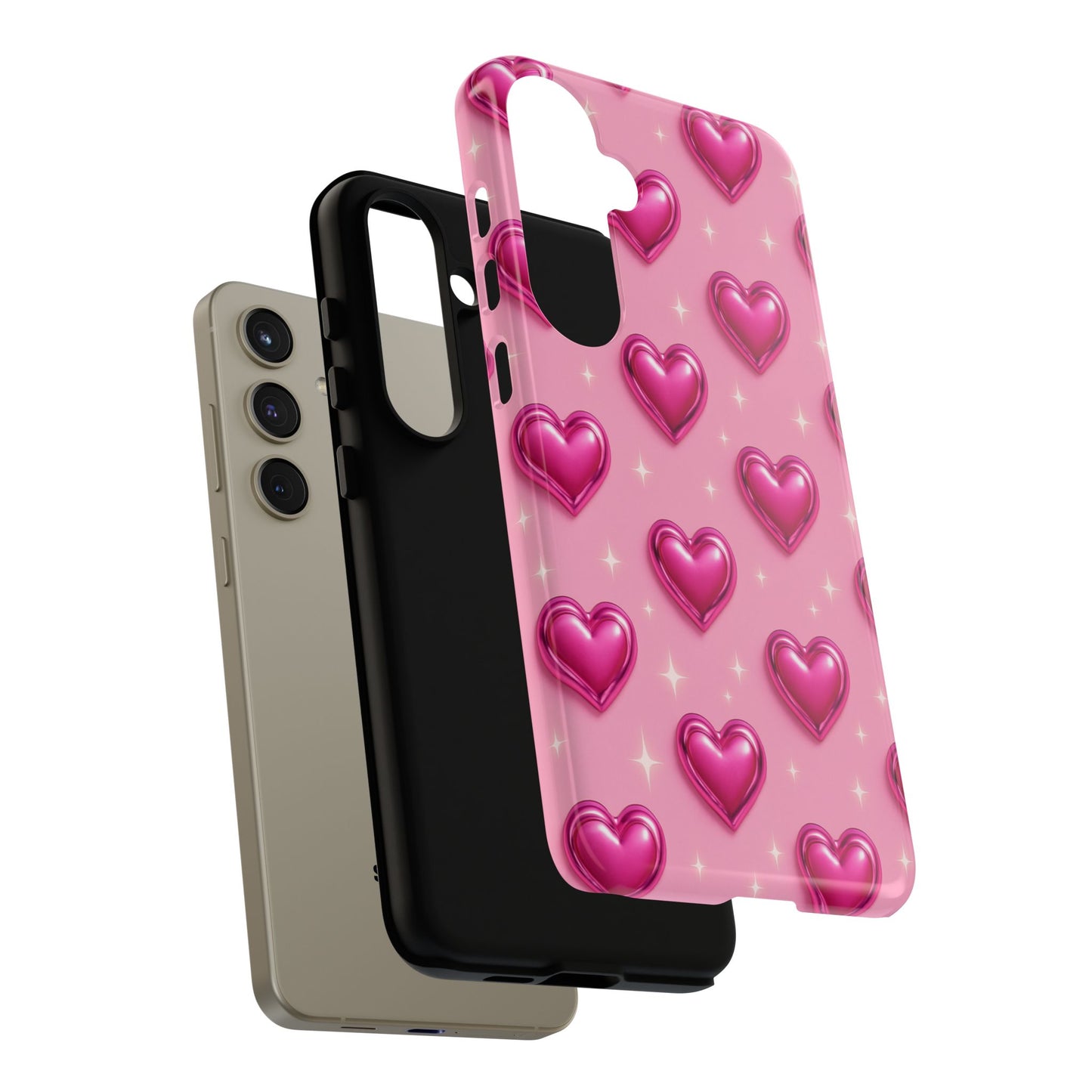 Pink Heart Pattern Phone Case | Tough Protective Case for Iphone, Samsung Galaxy and Pixel