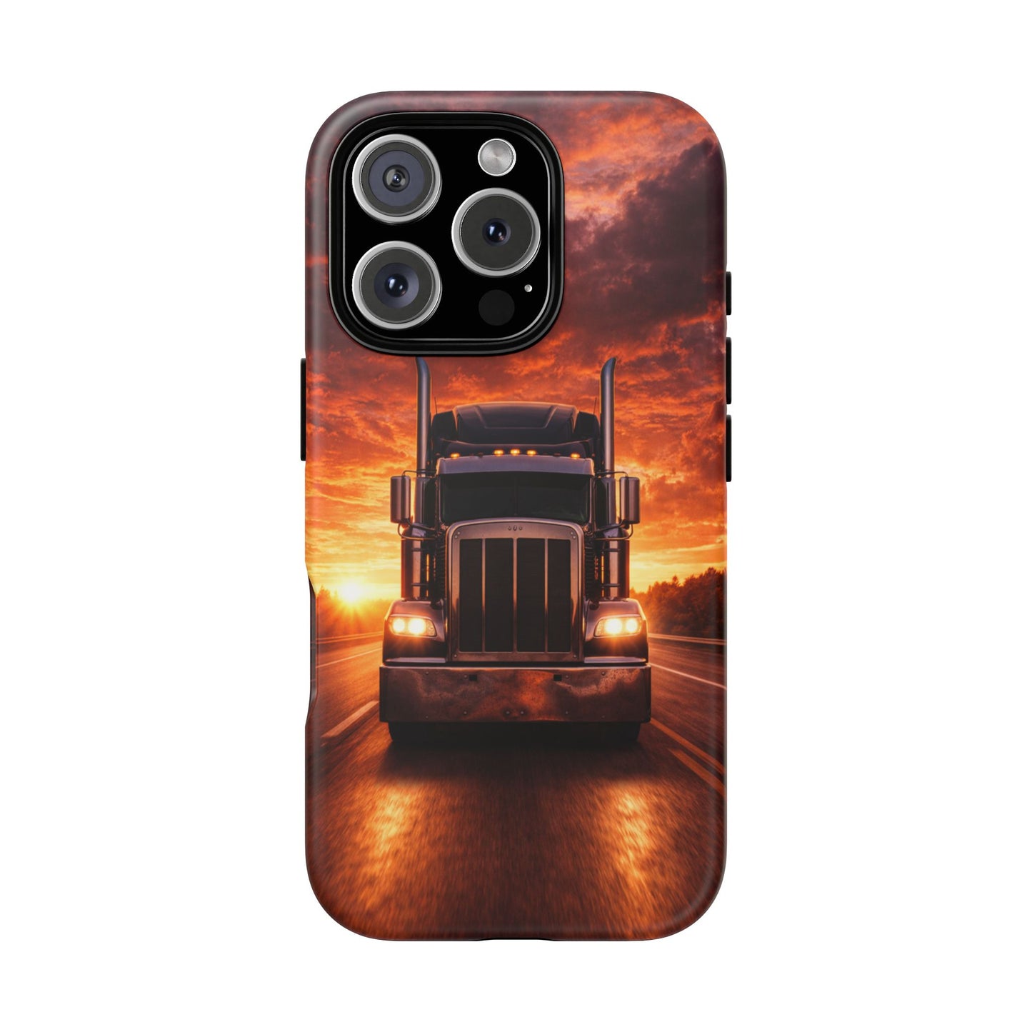 Big Rig Truck Phone Case Sunset Highway Semi Truck iPhone Samsung Cover