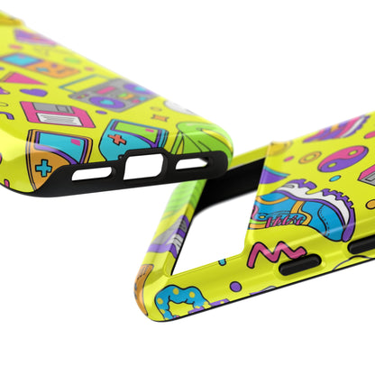 90s Retro Neon Phone Case – Y2K Nostalgia Colorful Icons Tough Protective Case