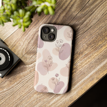 Blush Floral Phone Case Neutral Botanical Watercolor Tough Cover