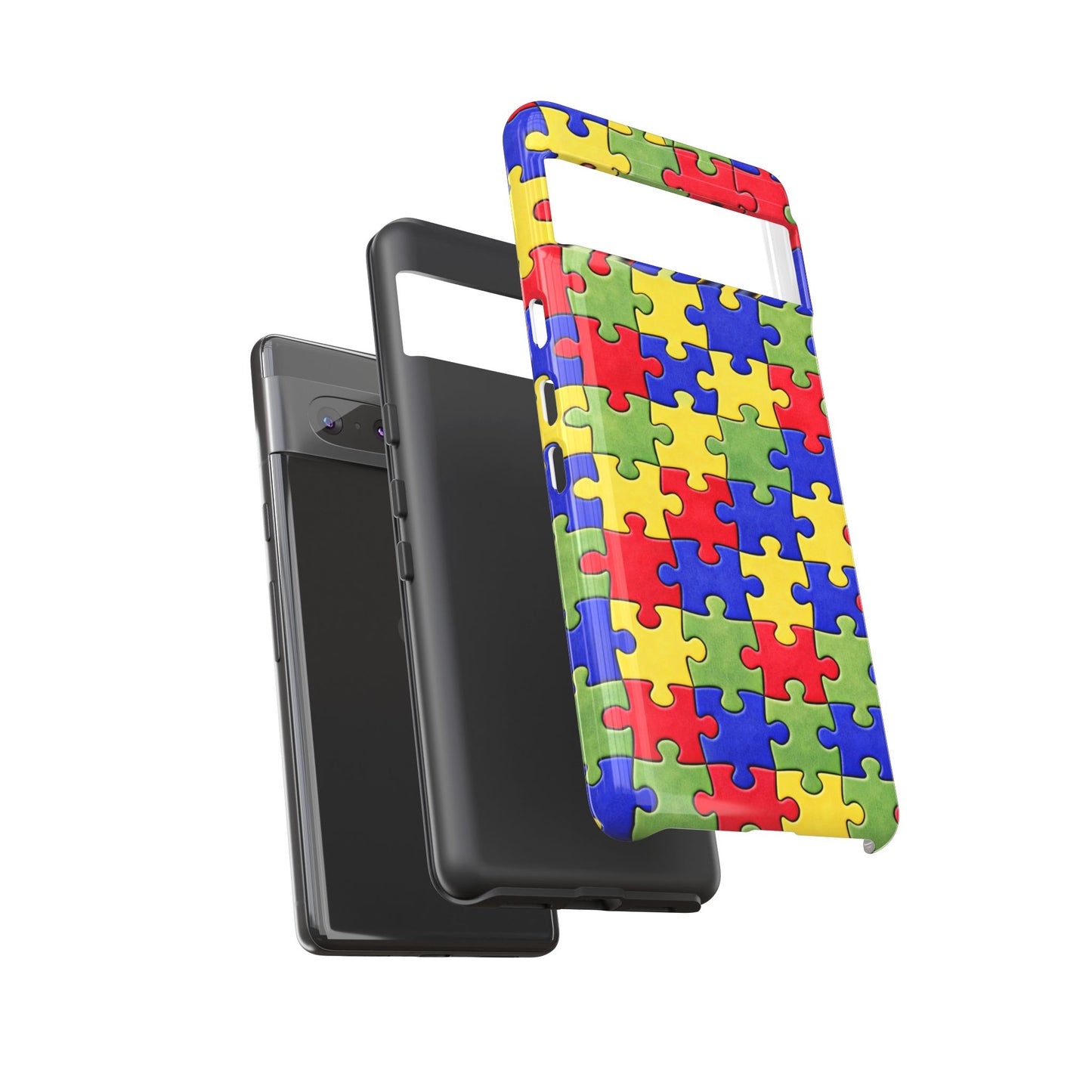 Colorful Puzzle Phone Case, Autism Awareness Jigsaw Design, Tough Protective Case, iPhone & Samsung Case, Vibrant Puzzle Pattern