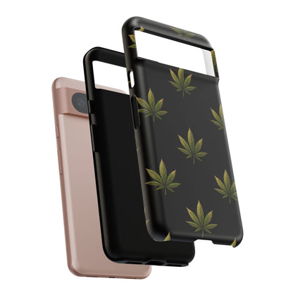 Cannabis Leaf Phone Case Green Weed Leaf Pattern Tough Protective Cover
