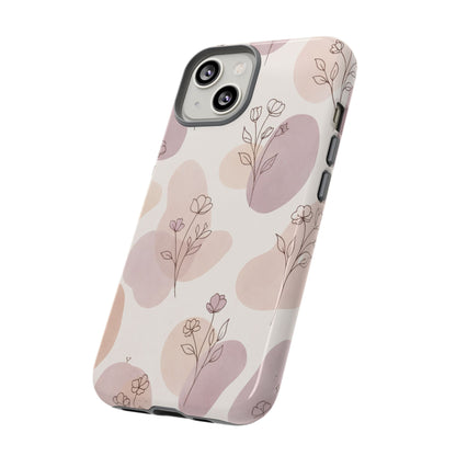 Blush Floral Phone Case Neutral Botanical Watercolor Tough Cover