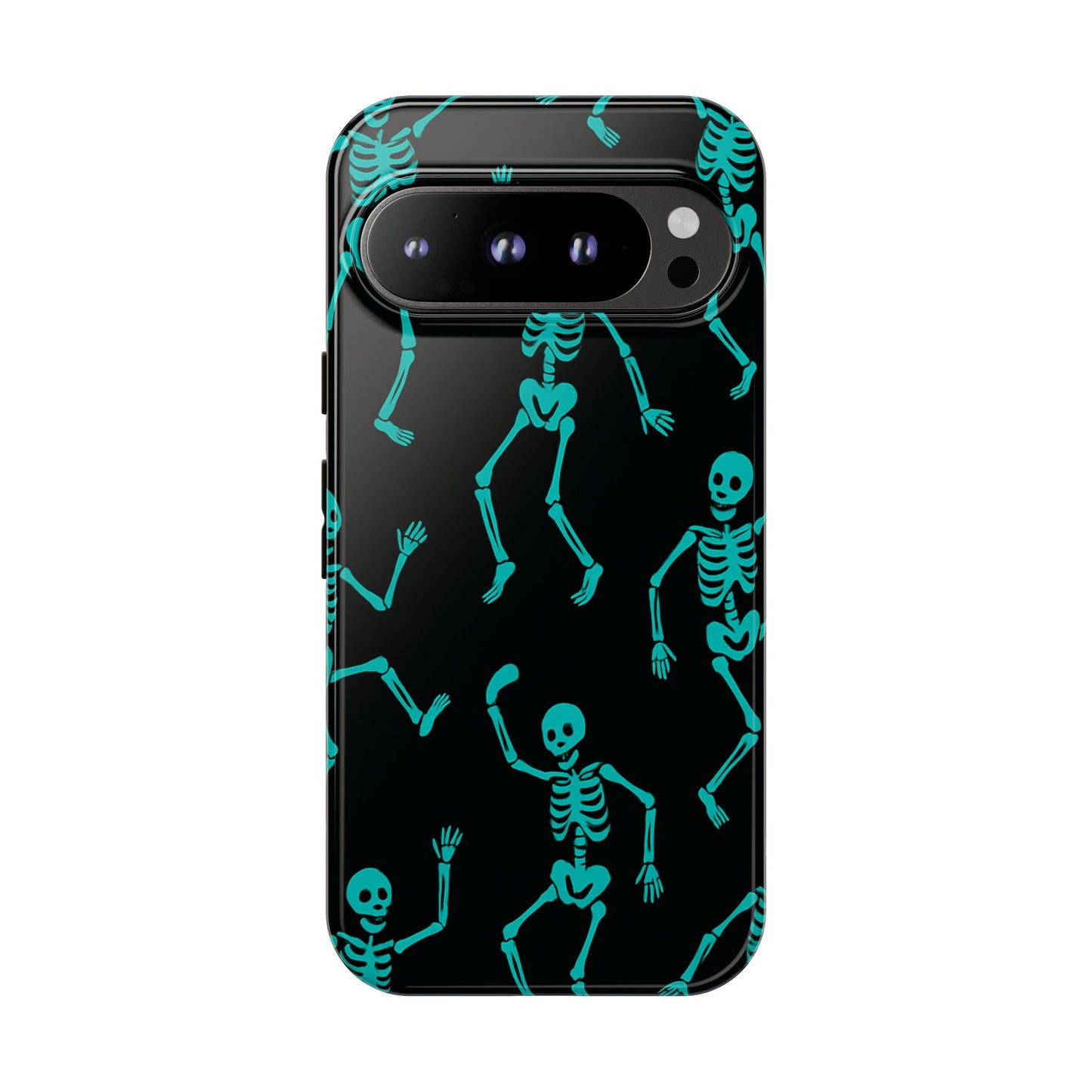 Dancing Teal Skeletons Phone Case | Tough Protective Case for Iphone, Samsung Galaxy and Pixel