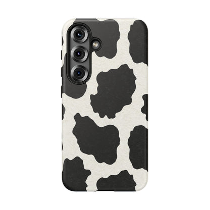 Black & White Cow Print Phone Case | Western Aesthetic iPhone & Samsung Tough Case