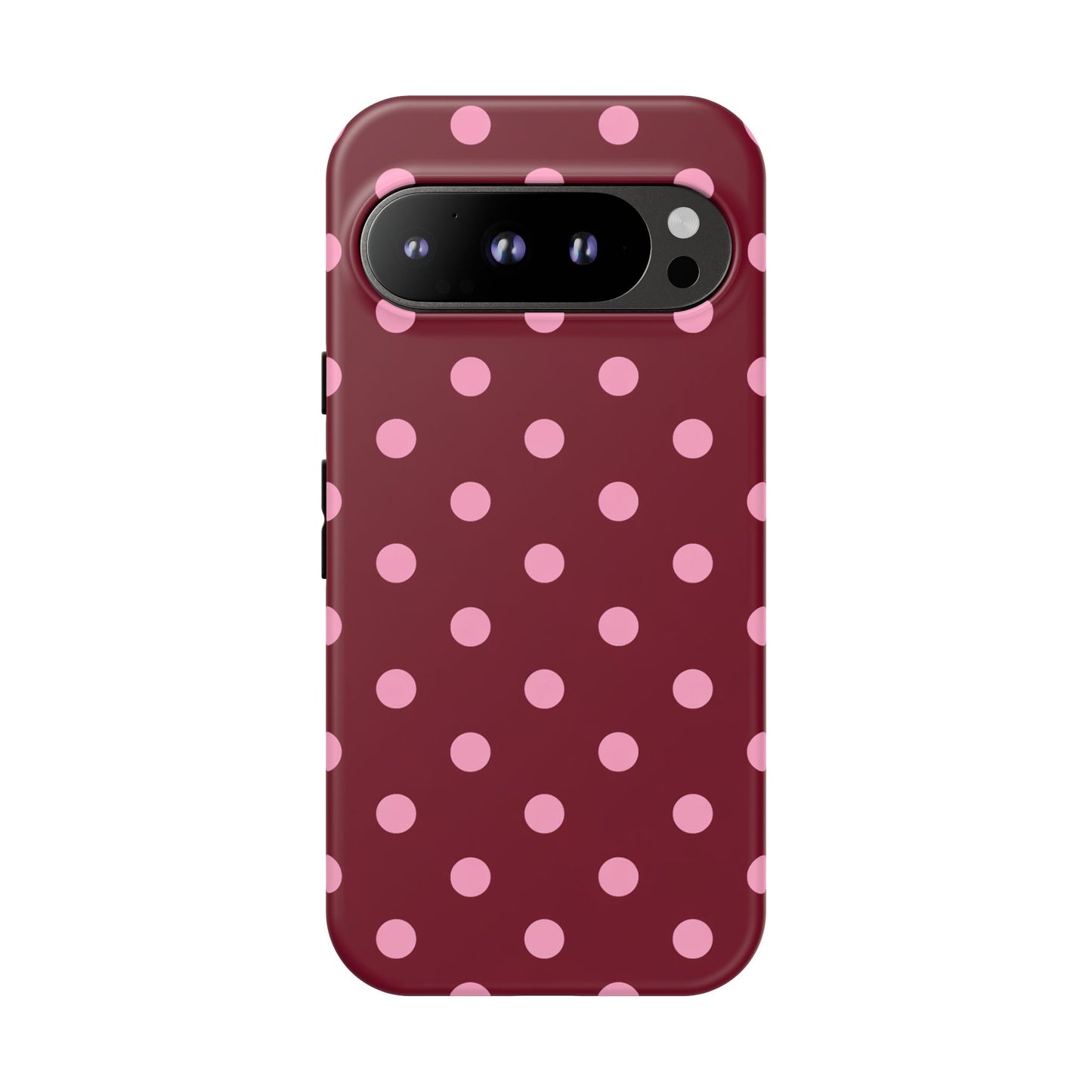 Pink Polka Dot Phone Case – Cute Aesthetic Tough Protective Phone Cover for Iphone, Samsung Galaxy and Pixel