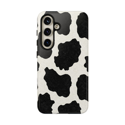 Black & White Cow Print Phone Case | Western Aesthetic iPhone & Samsung Tough Case