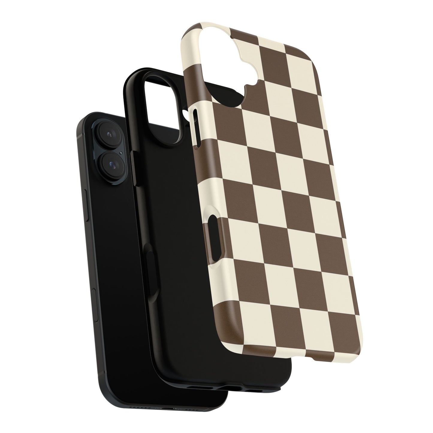 Mocha Checkerboard Phone Case | Neutral Aesthetic Tough Case