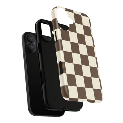 Mocha Checkerboard Phone Case | Neutral Aesthetic Tough Case