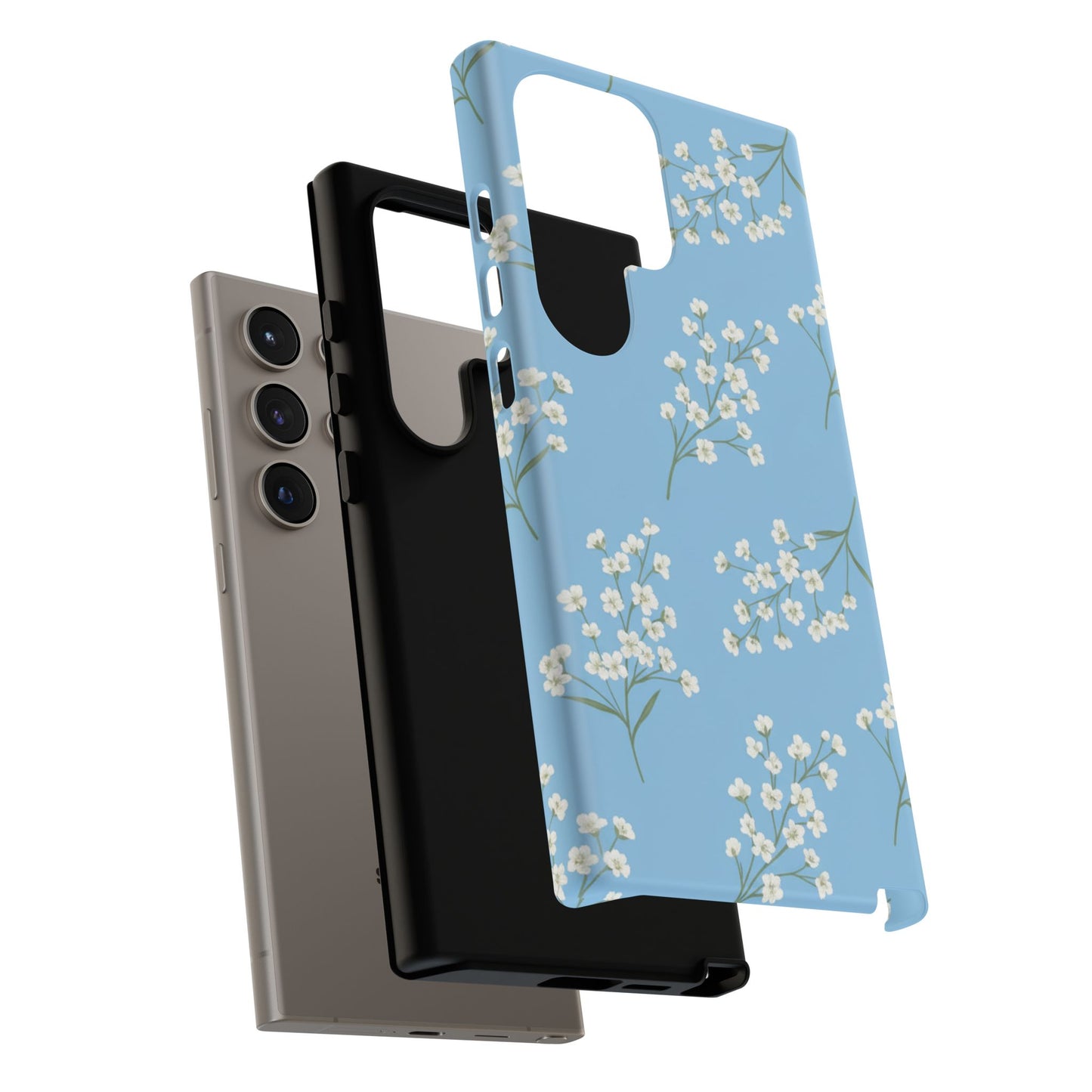 Baby’s Breath Floral Phone Case | Minimal Blue Flower Tough Case