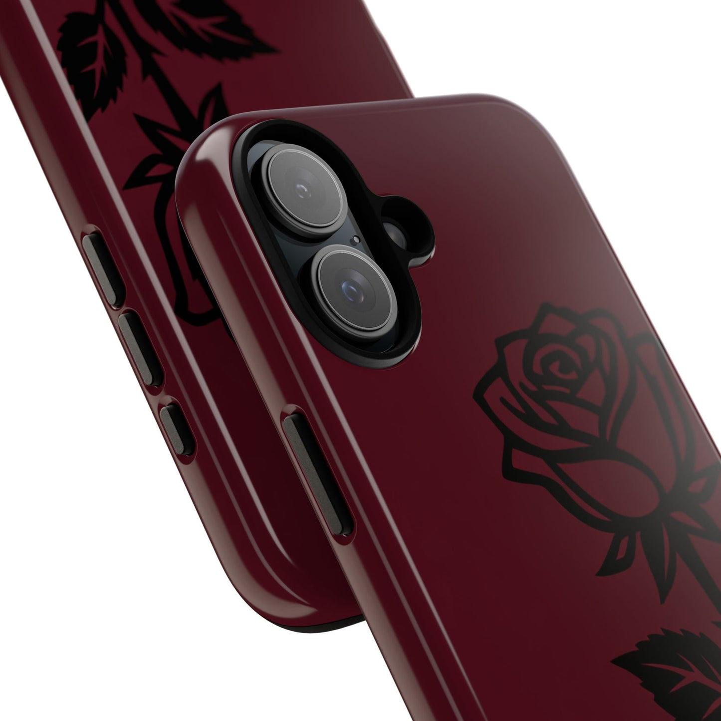 Black Rose Burgundy iPhone Case | Dark Aesthetic Shockproof Protective Cover