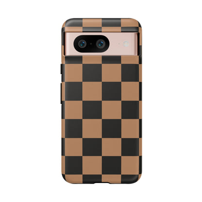 Brown Checkerboard Phone Case | Aesthetic Tough Protective Case