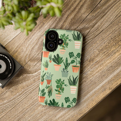 Plant Lover Phone Case | Cute Potted Plants Pattern | Botanical Aesthetic Tough Case