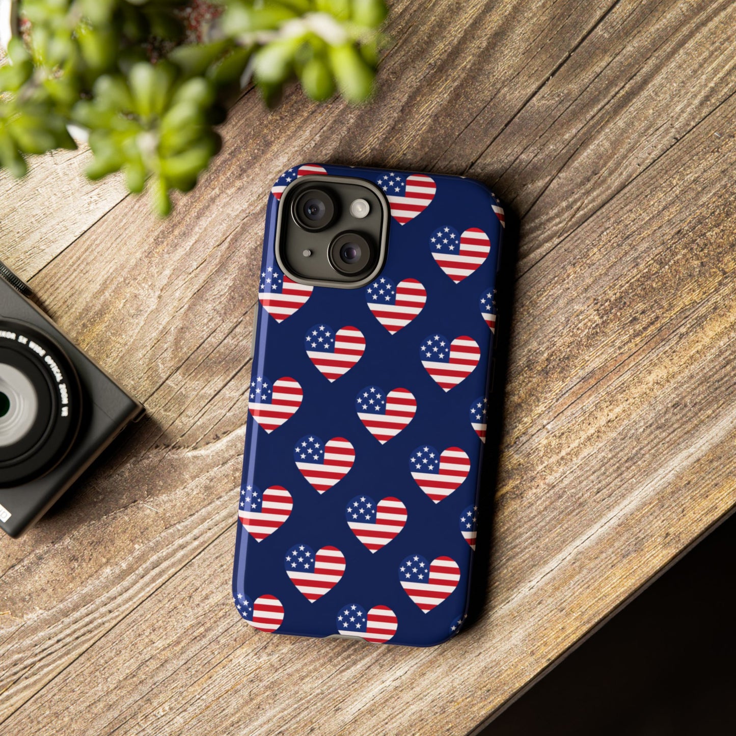 Patriotic American Flag Heart Phone Case – Tough Shockproof, USA Stars & Stripes for Iphone, Samsung Galaxy and Pixel