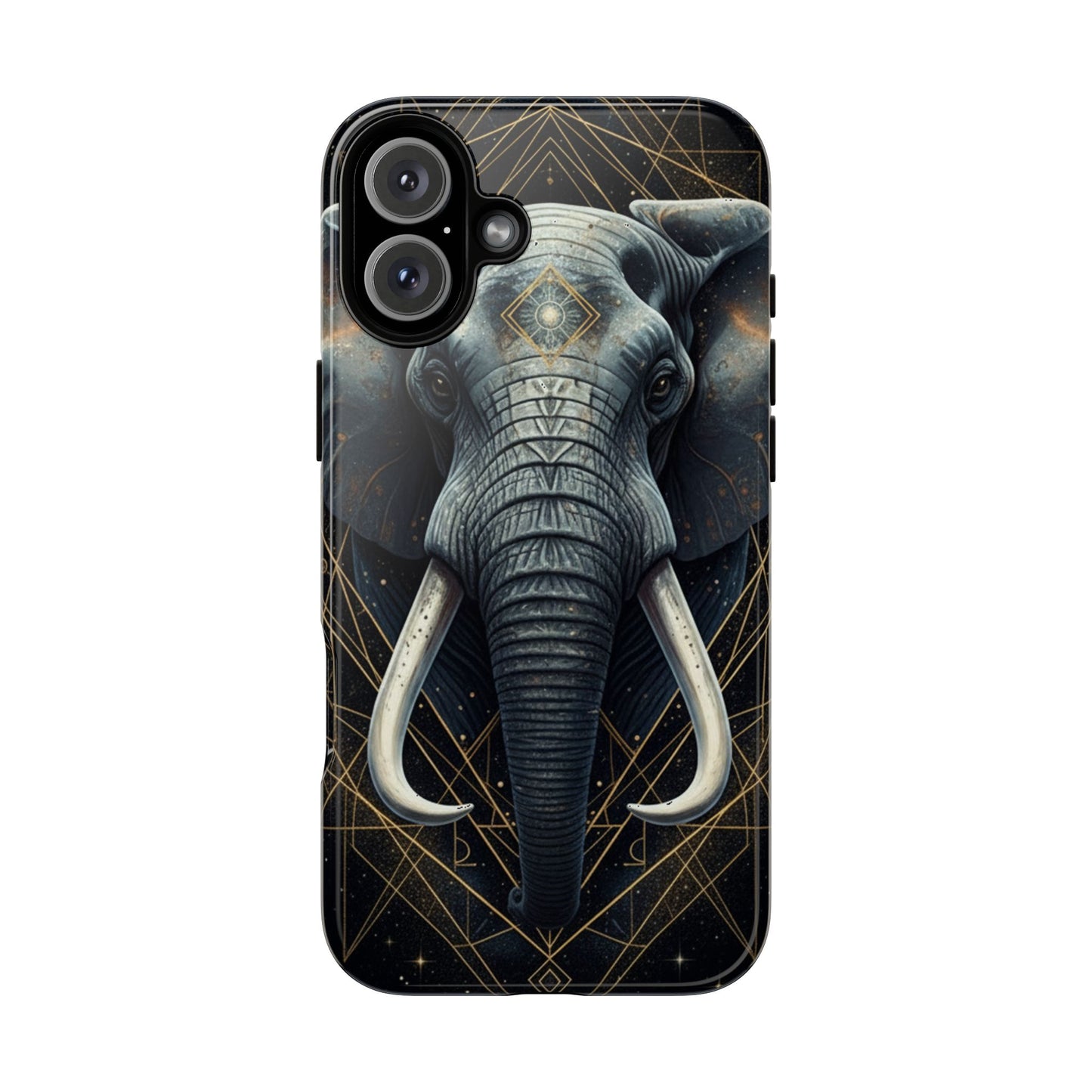 Elephant Mandala Phone Case – Black and Gold Spiritual Elephant Tough Protective Case