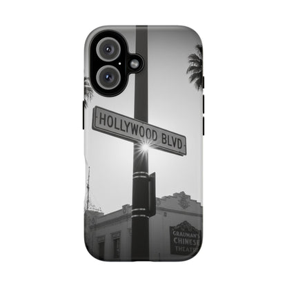 Hollywood Blvd Phone Case | Vintage Los Angeles Street Sign | Black & White LA Aesthetic