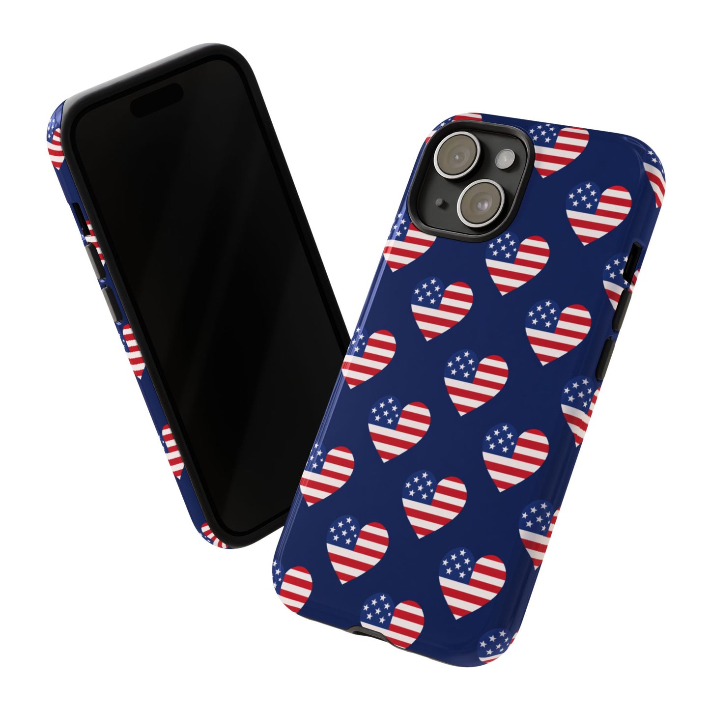 Patriotic American Flag Heart Phone Case – Tough Shockproof, USA Stars & Stripes for Iphone, Samsung Galaxy and Pixel