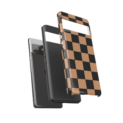 Brown Checkerboard Phone Case | Aesthetic Tough Protective Case