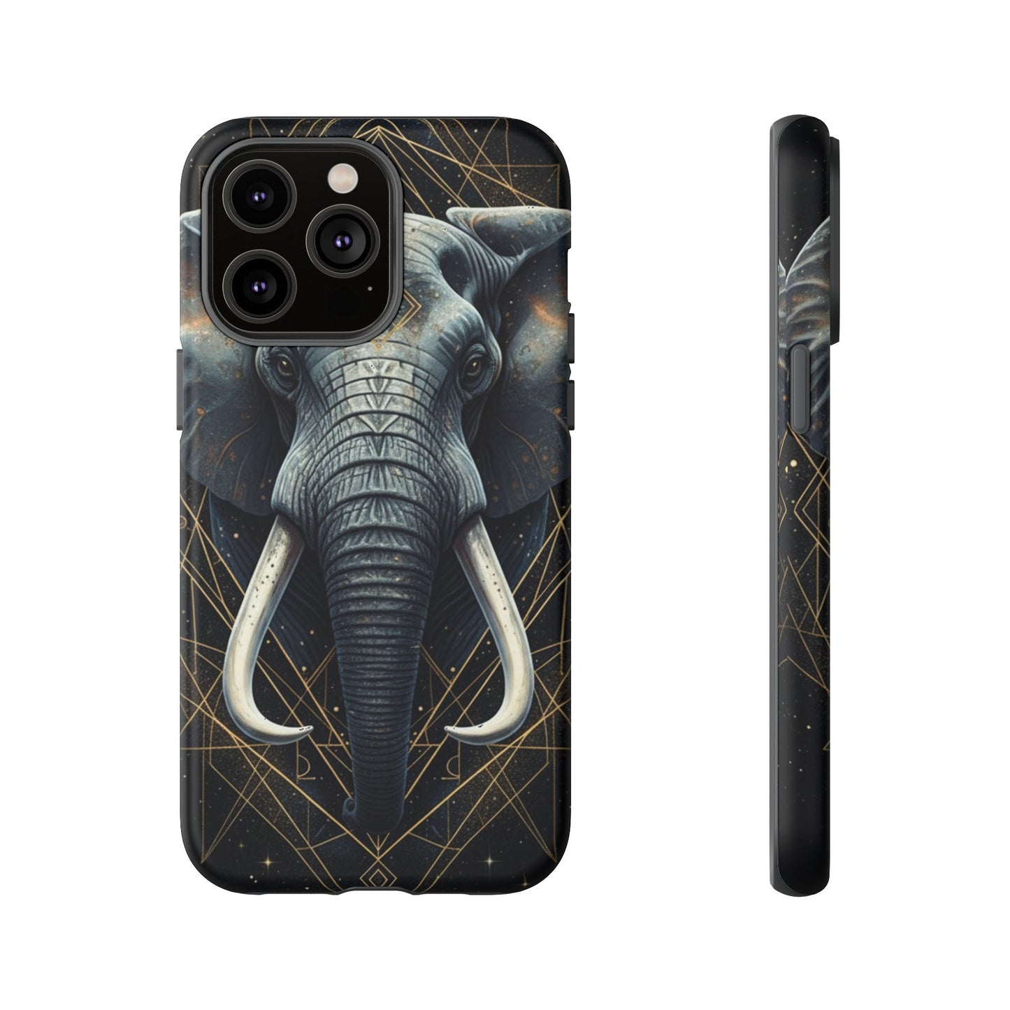 Elephant Mandala Phone Case – Black and Gold Spiritual Elephant Tough Protective Case