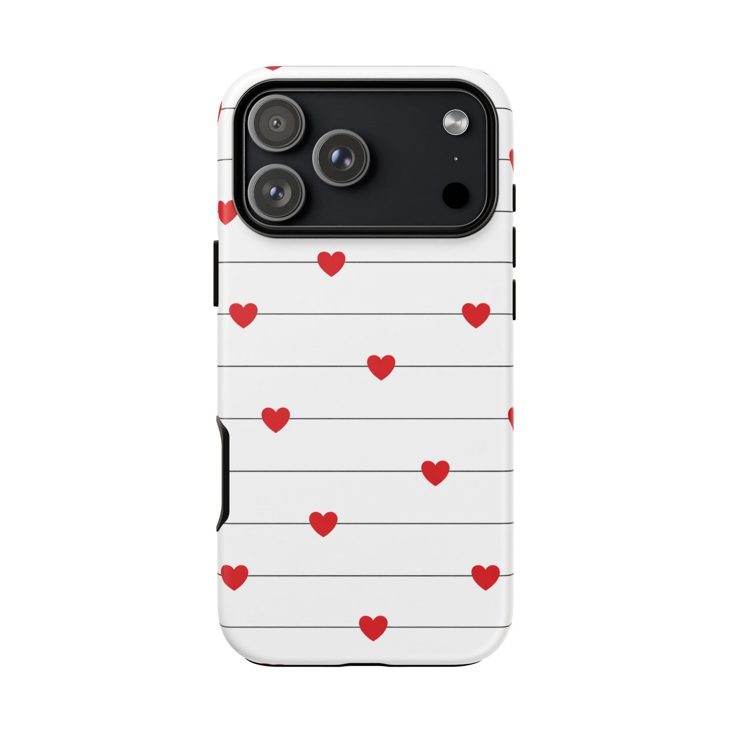 Red Heart Stripe iPhone Case | Tough Shockproof Love Aesthetic Cover