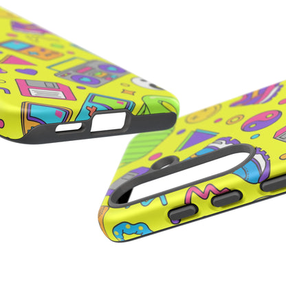 90s Retro Neon Phone Case – Y2K Nostalgia Colorful Icons Tough Protective Case