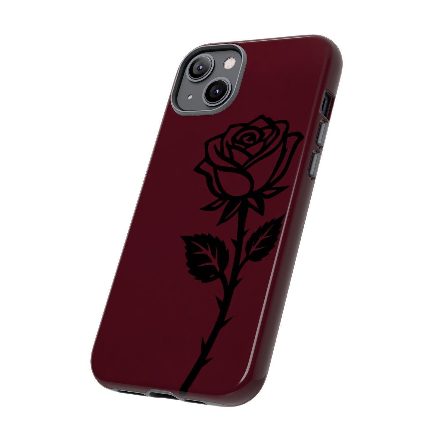 Black Rose Burgundy iPhone Case | Dark Aesthetic Shockproof Protective Cover