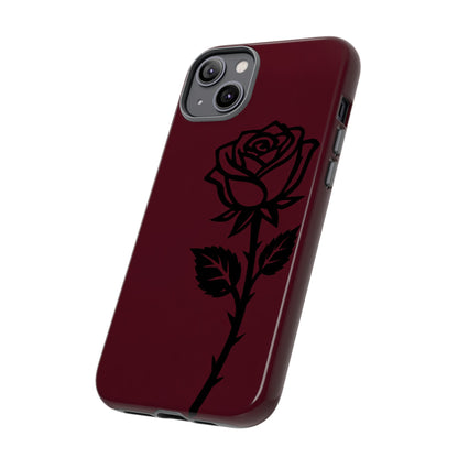Black Rose Burgundy iPhone Case | Dark Aesthetic Shockproof Protective Cover