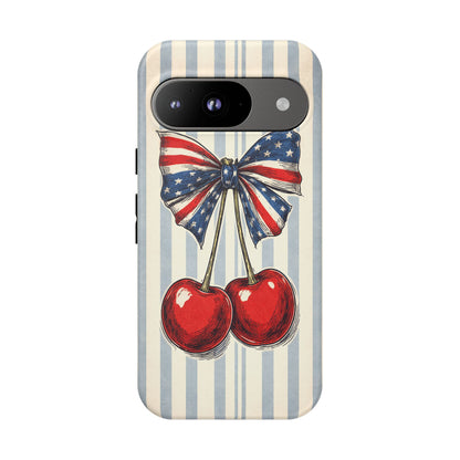 Patriotic Cherry Phone Case Americana Coquette Aesthetic iPhone Samsung