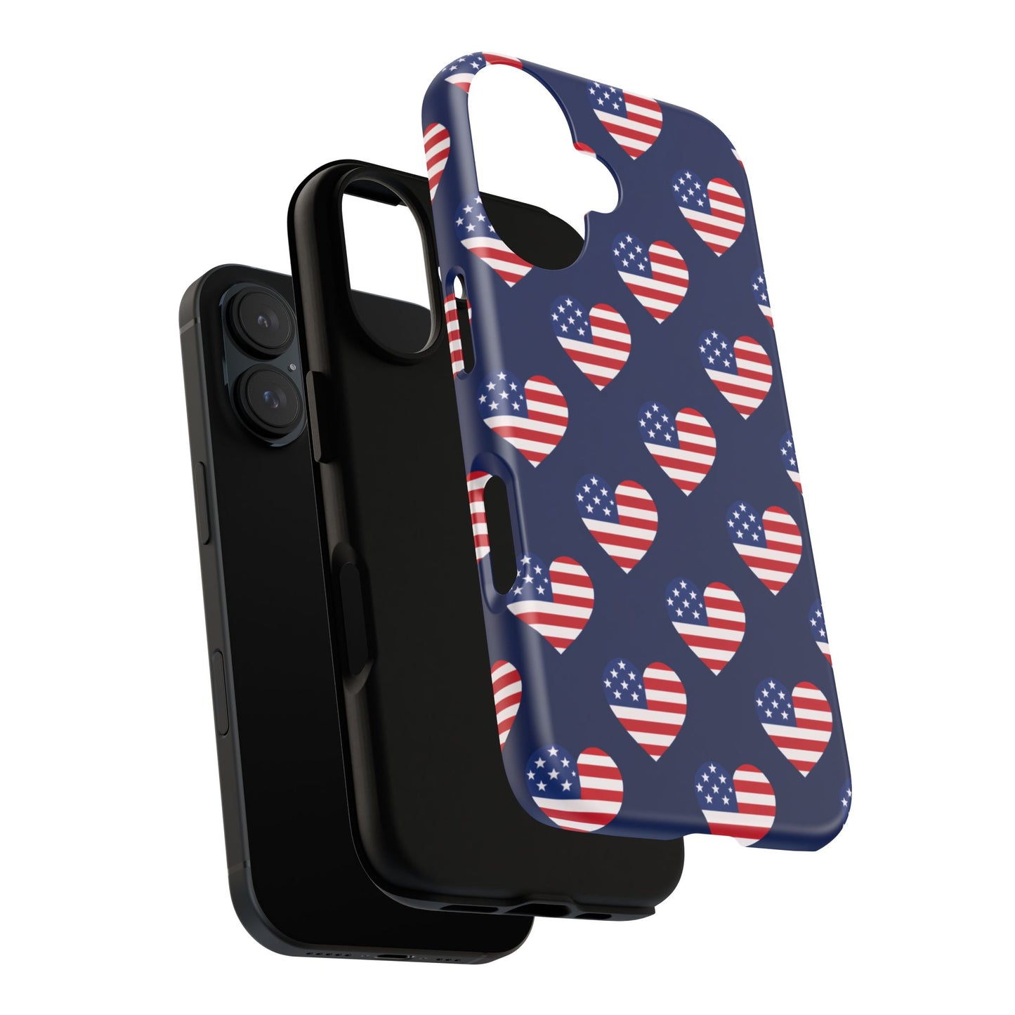 Patriotic American Flag Heart Phone Case – Tough Shockproof, USA Stars & Stripes for Iphone, Samsung Galaxy and Pixel