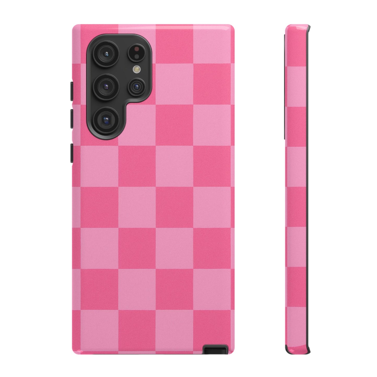 Pink Checkerboard Phone Case | Cute Aesthetic Checkered iPhone & Samsung Tough Case