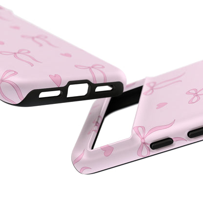 Pink Bow Heart Aesthetic Phone Case – Coquette Cute Tough Cover