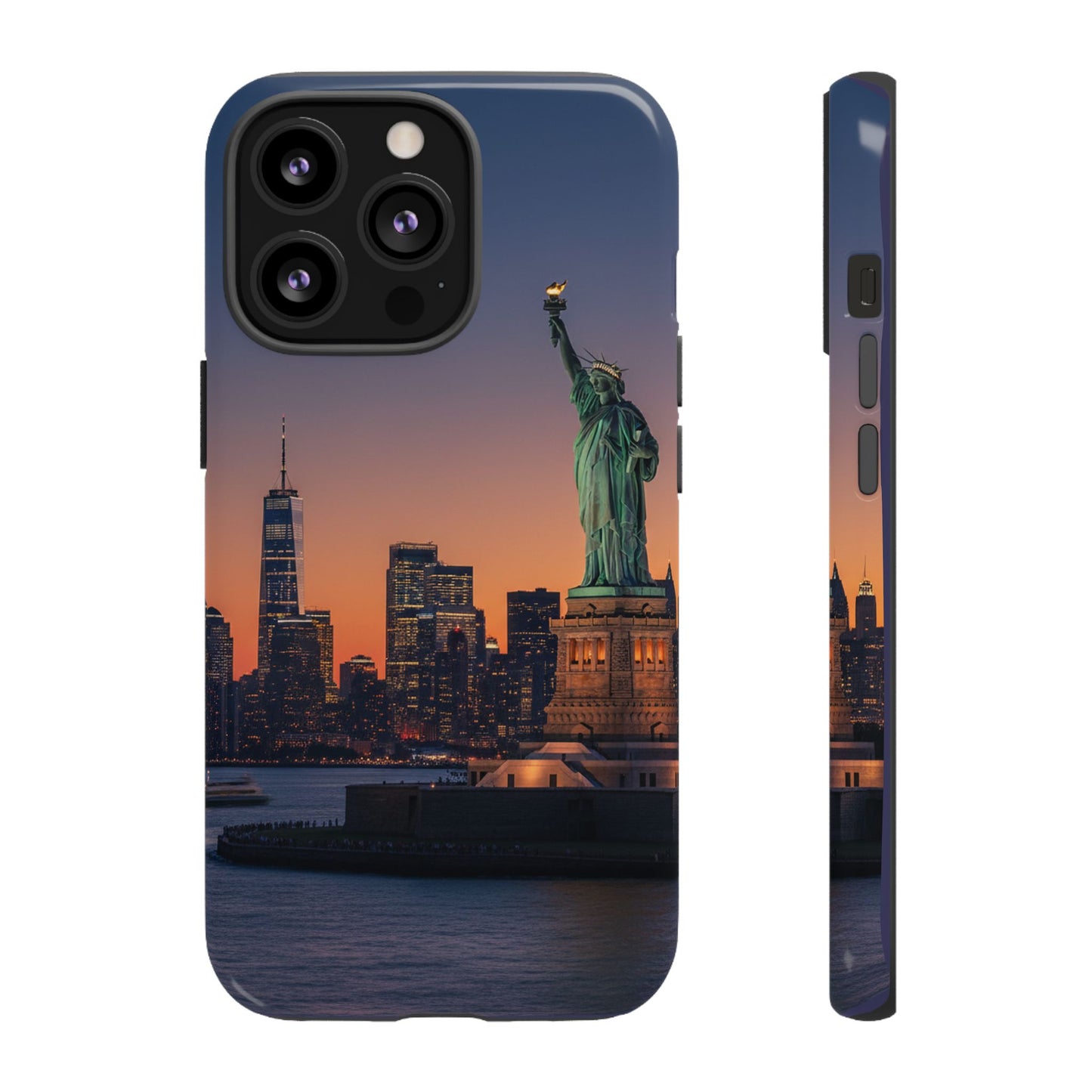 Statue of Liberty Sunset Phone Case – New York City Skyline Travel Aesthetic Tough Case