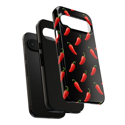 Spicy Chili Pepper Phone Case – Black Cute Hot Pepper Tough Cover for Iphone, Samsung Galaxy and Pixel