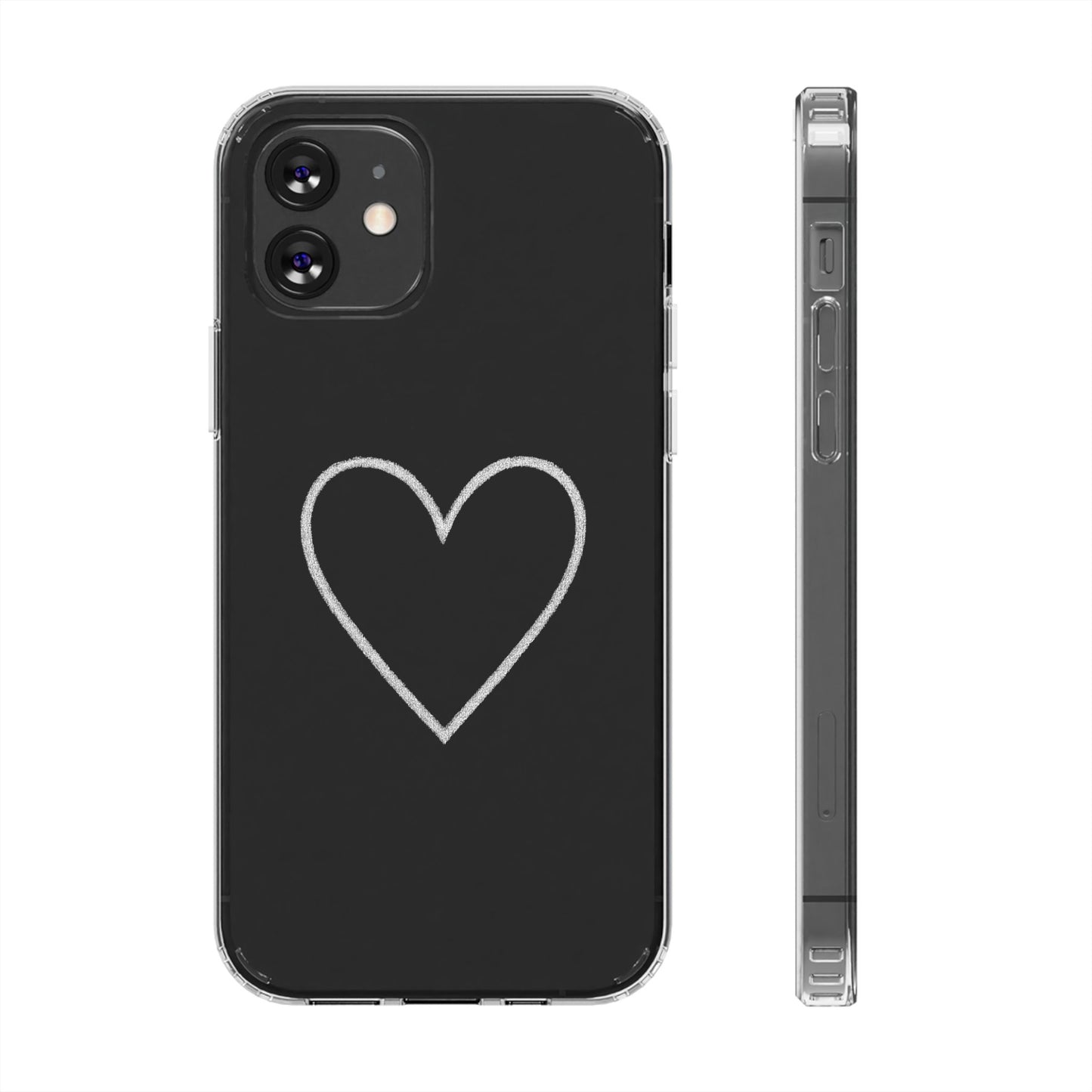 Minimal Hand-Drawn Heart Clear Phone Case | Aesthetic Clear Protective Case