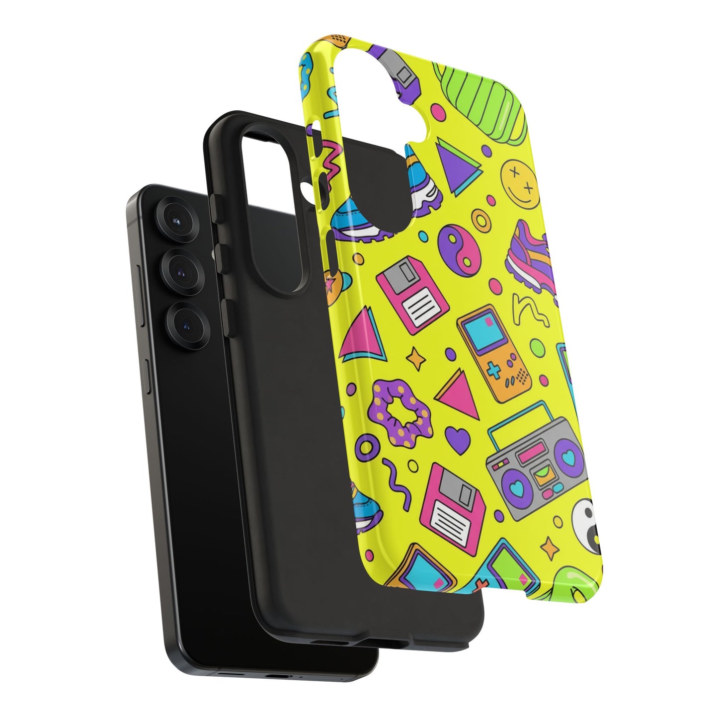 90s Retro Neon Phone Case – Y2K Nostalgia Colorful Icons Tough Protective Case
