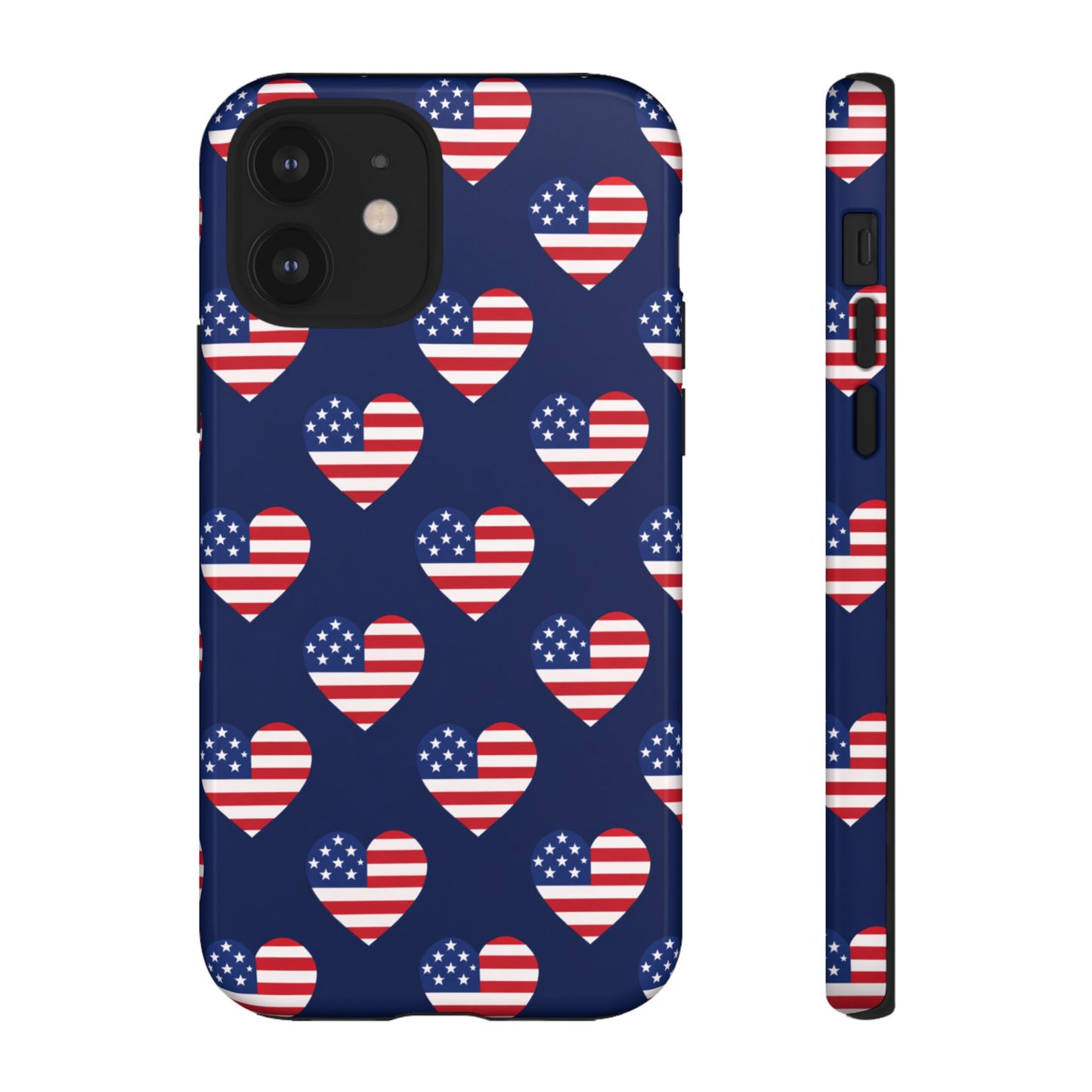 Patriotic American Flag Heart Phone Case – Tough Shockproof, USA Stars & Stripes for Iphone, Samsung Galaxy and Pixel