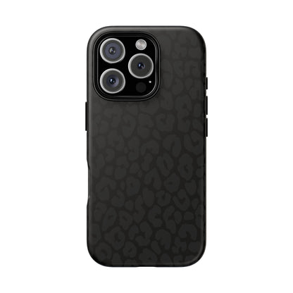 Black Leopard Phone Case | Black on Black Leopard Print Tough iPhone & Samsung Case | Matte or Glossy Protective Cover