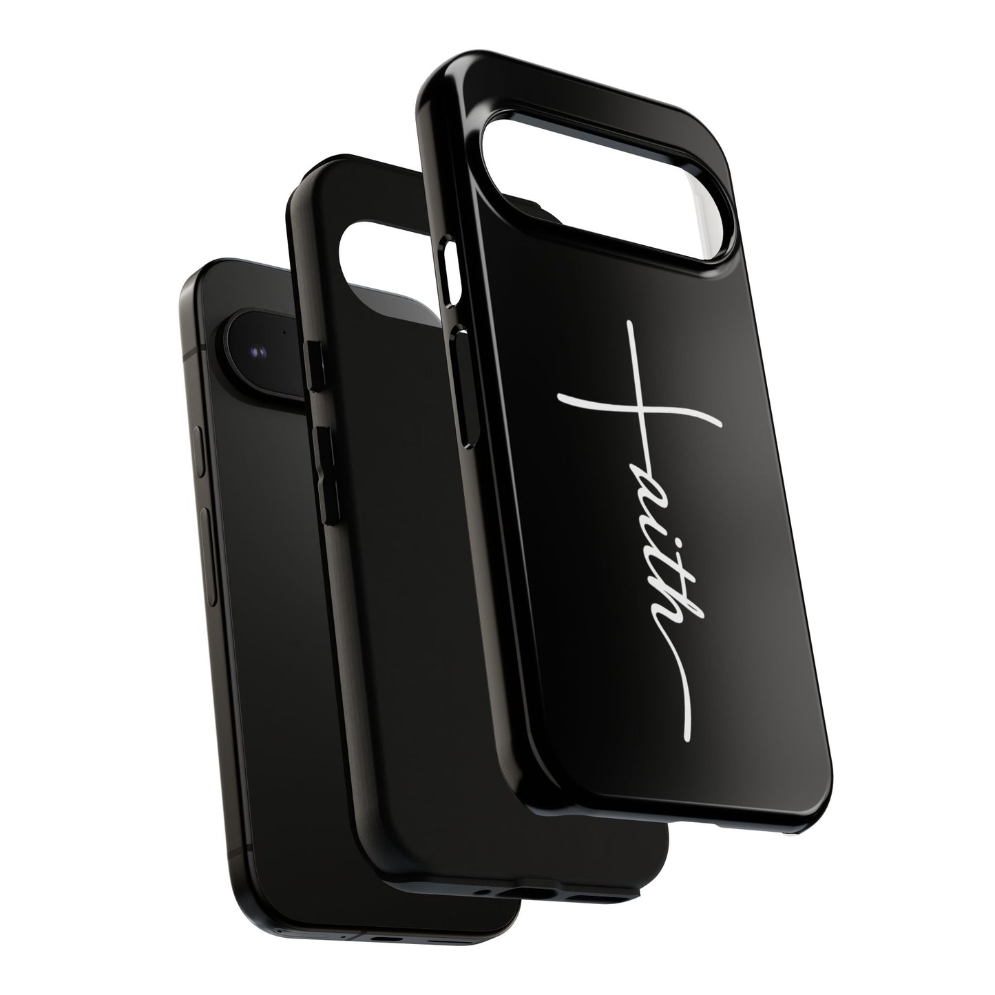 Faith Cross Phone Case, Christian Aesthetic Minimalist Black Matte Case, Religious Gift iPhone Samsung Cover