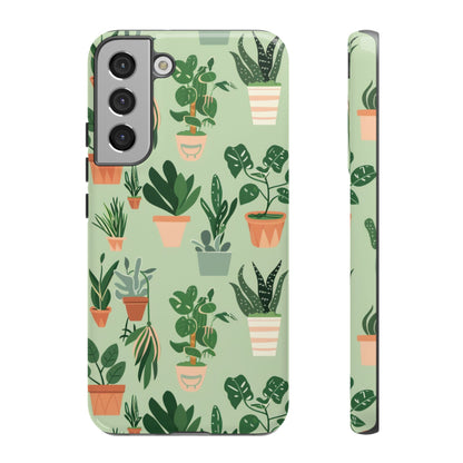 Plant Lover Phone Case | Cute Potted Plants Pattern | Botanical Aesthetic Tough Case