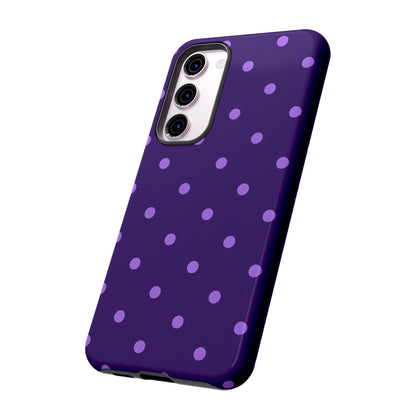 Purple Polka Dot Tough Phone Case – Cute Stylish Durable Protective Cover for Iphone, Samsung Galaxy and Pixel