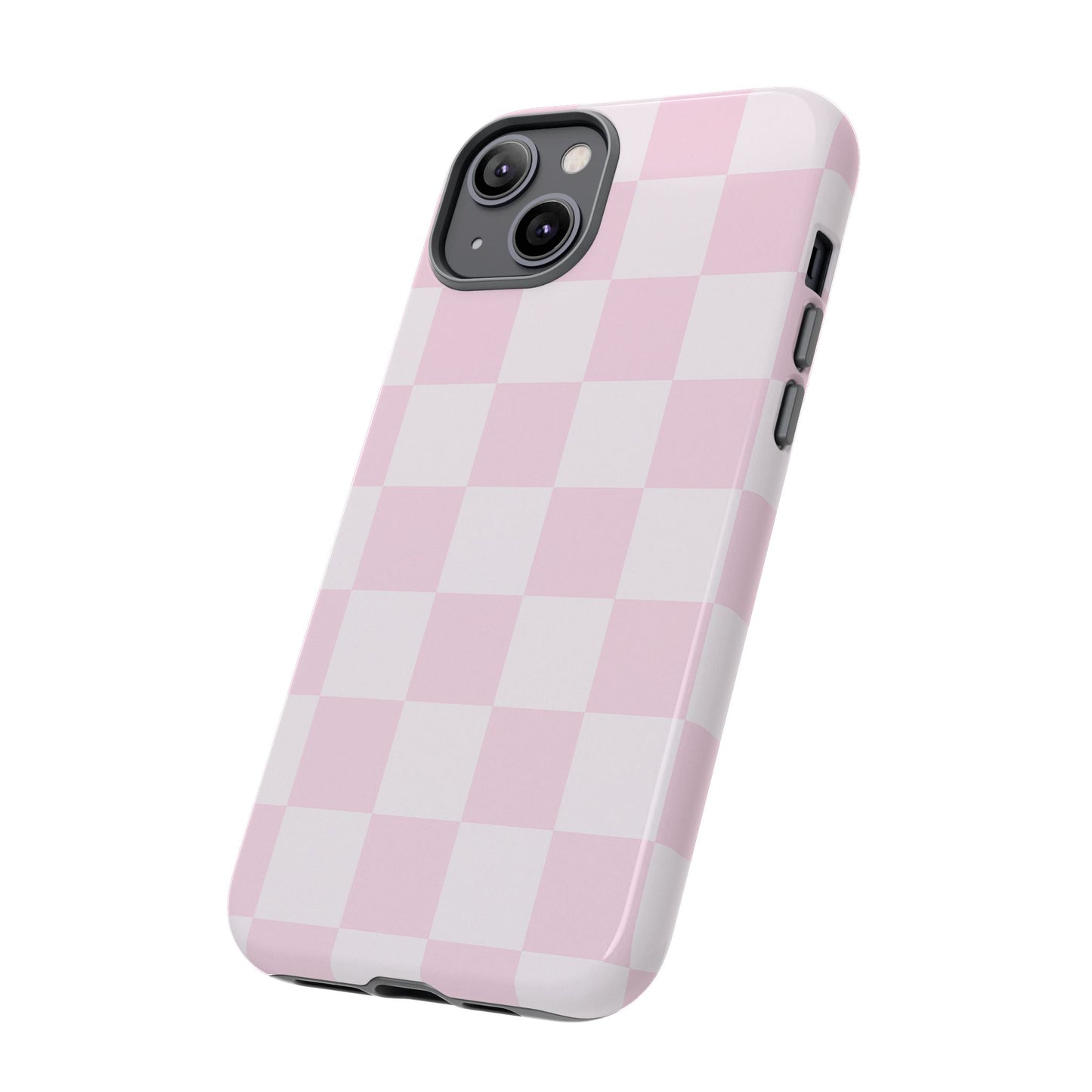 Light Pink Checkerboard Phone Case | Pastel Aesthetic Checkered iPhone & Samsung Tough Case